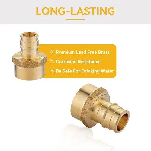 Miniatura 5 de Paquete de 5 accesorios PEX-A, adaptador NPT hembra de expansión de latón de 1 x 1 pulgada, adaptador roscado hembra PEX ASTM F1960 para tubos Pex