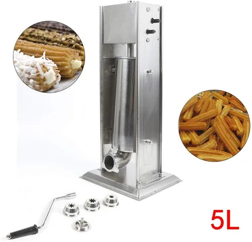 Miniatura 5 de LOYALHEARTDY Máquina para hacer churro comercial de acero inoxidable de 5 L, manual de rosquilla española, churrera, máquina para hacer churro con 4