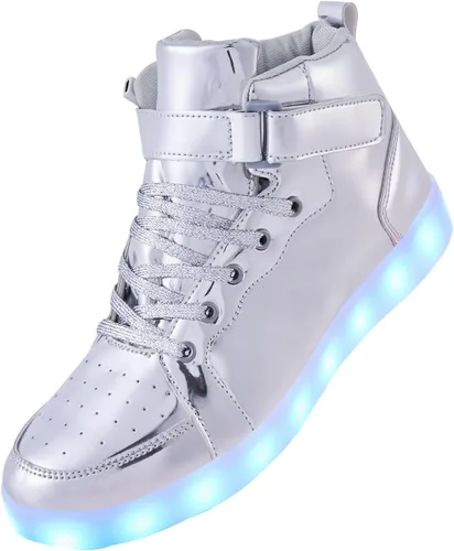 Zapatos con luz LED para niños, tenis de caña alta para niños y niñas, zapatos de baile hip-hop para Halloween, fiesta de Navidad con carga USB
