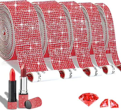 Miniatura 9 de 5 rollos de cinta autoadhesiva de diamantes de imitación con cristal, cinta de diamantes bling con pegatinas de 2 mm para manualidades, bodas