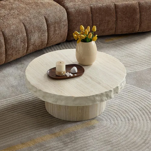 Miniatura 14 de Mesa Auxiliar Redonda Pequeña Mesa de Café Mesa Lateral Francesa de Estilo Campestre Rústico Mesa Auxiliar para Sala de Estar Gris Claro, Sin