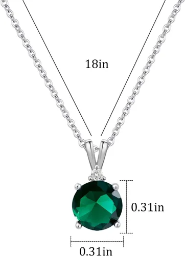 Miniatura 29 de 8mm Round Cubic Zirconia Sterling Silver Necklace Dainty Necklace Birthstone Jewelry Pendant Necklaces for Women