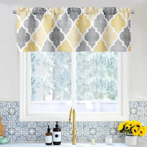 Miniatura 44 de Beauoop Cortinas 100% Opacas de 45 Pulgadas de Largo, 2 Paneles para Dormitorio, Sala de Estar, Gris Aqua Marroquí Geométrico, Oscurecimiento