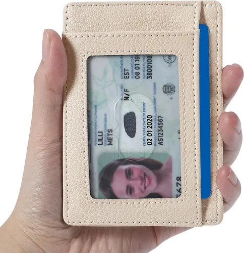 Miniatura 73 de Travelambo billetera mediana y minimalista de cuero para bolsillo frontal, con bloqueo de interferencia de radiofrecuencia