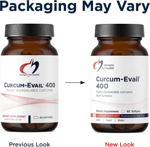 Miniatura 5 de Designs for Health Curcum-Evail 400 - Suplementos de curcumina de cúrcuma biodisponibles - Tecnología de emulsión Evail - Complejo de curcumina C3