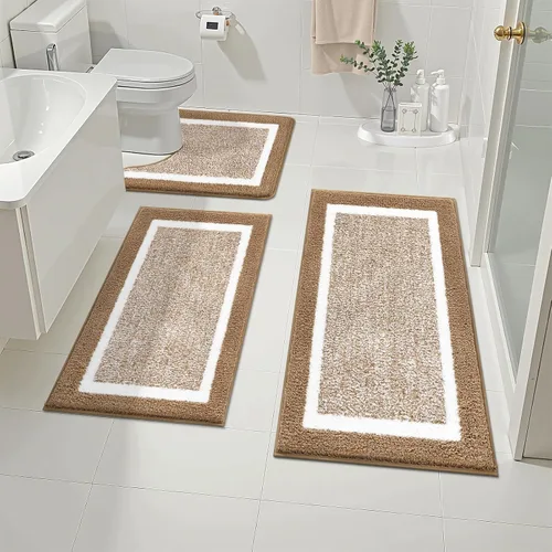 Miniatura 12 de Pauwer Juego de baño, alfombras de baño antideslizantes, alfombras de ducha absorbentes para suelo de baño, bañera y ducha, color azul aguamarina