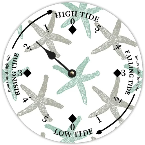 Miniatura 22 de Reloj de marea de madera con concha de caracola, hora del océano, marea alta costera, reloj de marea baja, movimiento de marea náutica de madera