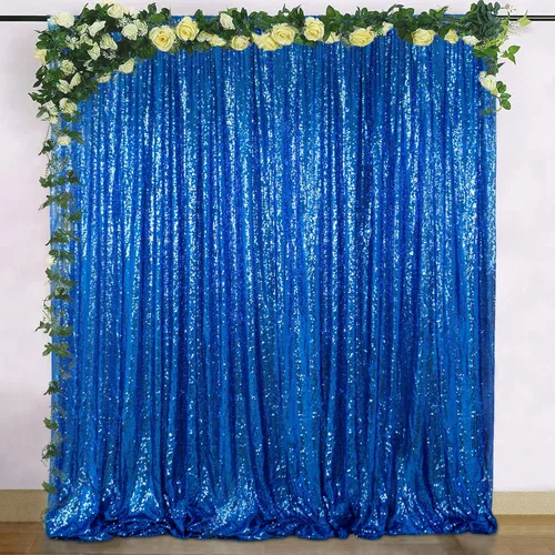 Miniatura 33 de ShinyBeauty Cortinas de lentejuelas 2 paneles 2 pies x 8 pies verde iridescente, telón de fondo para fotomatón, fondo para graduaciones, baby
