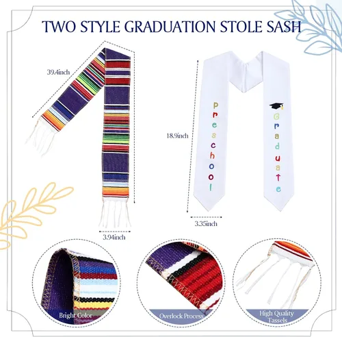 Miniatura 4 de Vestido de graduación para jardín de infantes, preescolar, estola para niños, sarape mexicano, estola de graduación, banda con borla, diploma
