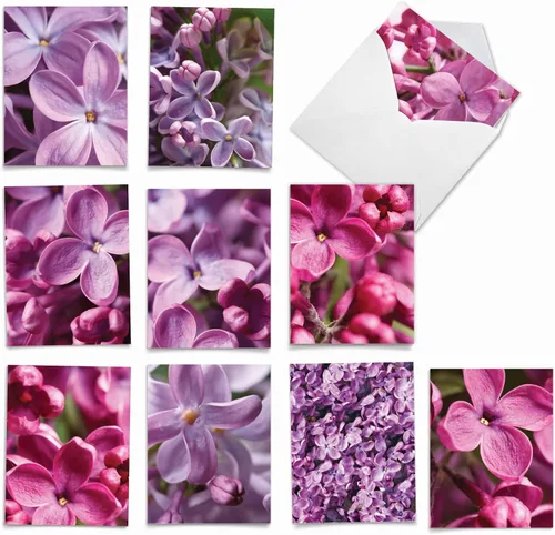 Miniatura 11 de The Best Card Company - 10 tarjetas de notas en blanco con flores (4 x 5.12 pulgadas) - Tarjetas de notas florales, surtido en caja para todas