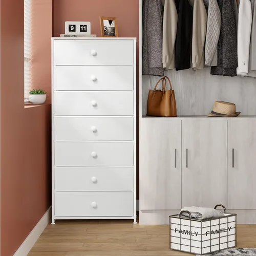 Miniatura 7 de Crestlive Products Tocador Alto, Torre de Almacenamiento de 7 Cajones de Tela, Cajones Verticales - Unidad Organizadora para Dormitorio, Pasillo