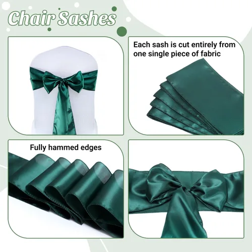 Miniatura 38 de mds - Lote de 10 lazos de satén para sillas de boda y eventos, para decoración de fiestas, 30 colores, Satin, 10 Verde oliva
