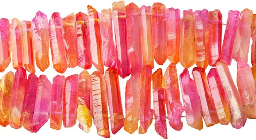 Miniatura 10 de TUMBEELLUWA Puntas de cristal de cuarzo para bisutería Cuentas de cristal de cuarzo con revestimiento de titanio pulidas o en bruto 15 pulgadas