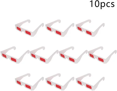Miniatura 2 de Othmro 10 gafas duraderas estilo 3D 3D, gafas de visión 3D, gafas de juego de películas 3D, gafas 3D rojo-rojas, marco de cartón, lente de resina