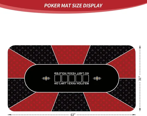 Miniatura 2 de nuveti 63 x 31 cartas de póquer plegables de Texas Poker con diseño de mesa, portátil, antideslizante, tapete de juego de mesa de póquer para 8-10