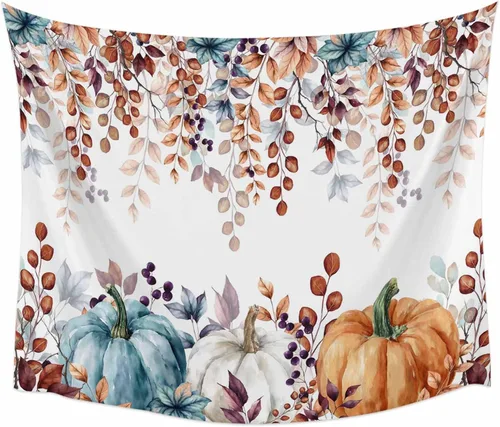 Miniatura 3 de Tapiz de otoño para colgar en la pared, tapiz de hojas de arce de otoño, tapiz estético de cosecha de calabazas, tapiz para dormitorio, sala