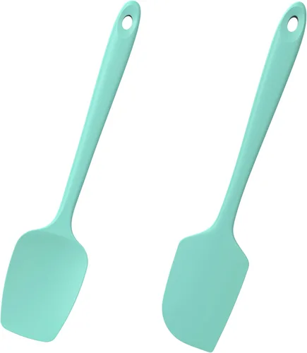 Miniatura 10 de Juego de 2 espátulas y cucharas de silicona con raspador: Doosu, espátulas planas de silicona para hornear, resistentes al calor hasta 600°F