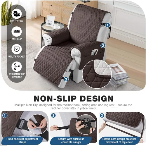 Miniatura 3 de TAOCOCO Fundas para sillas reclinables 100% impermeables, fundas antideslizantes que se mantienen en su lugar, funda lavable de una pieza para silla