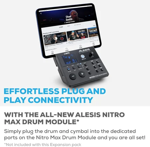 Miniatura 5 de Alesis Drums Nitro Max Expansion Pack - Expansión de batería eléctrica para kit Nitro Max con pad de tom de malla, platillo de 10" con choke