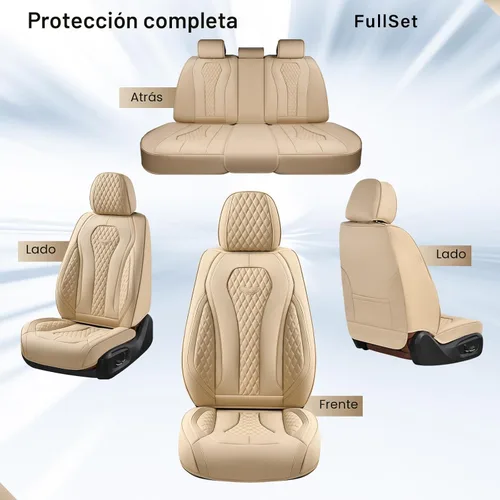 Miniatura 5 de Coverado Fundas de asiento de automóvil, juego completo de fundas de asiento de automóvil, funda de asiento de coche beige, cojín de asiento