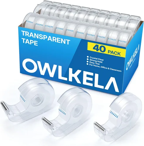 Miniatura 12 de OWLKELA 8 Pack Clear Tapes and Refillable Dispensers, 0.7" x 28 yds per roll, Transparent Tape Refills, Office Tape with Dispenser for Home, School