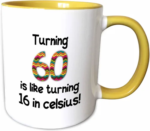 Miniatura 12 de 3dRose 60 Is Like Turning 16 In Celsius-Humorous 60 Birthday Gift - Taza de dos tonos, 11 onzas, color negro