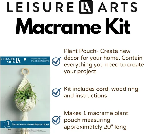 Miniatura 2 de LEISURE ARTS Kit de macramé para plantas, kits de macramé para adultos principiantes, kit de colgador de plantas, kit para principiantes, kit