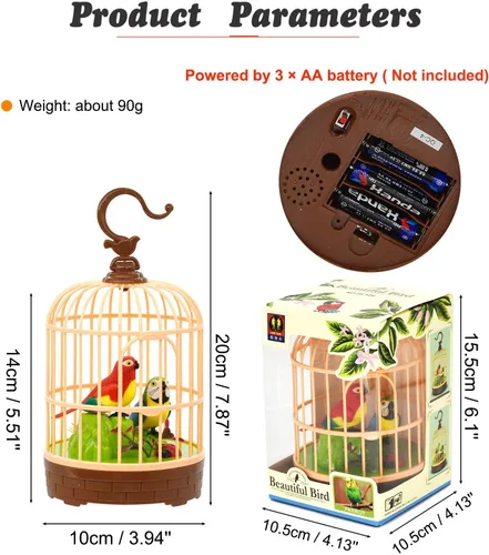 Miniatura 2 de HWD Juguete de Jaula de Pájaros de Inducción Activado por Voz, Juguetes de Pájaros Loros que Hablan Pían y Aletean, Regalos para Bebés Niños