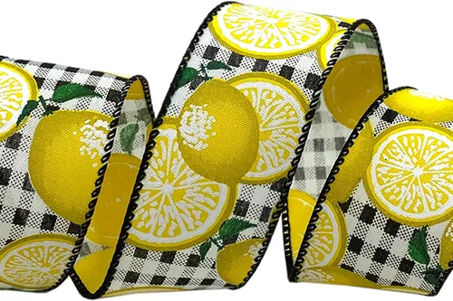 Miniatura 2 de Morex Ribbon Cinta de limones con cable, 2-1/2 pulgadas por 10 yardas, negro/amarillo, 7558.60/10-613