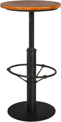 Mesa de bar industrial vintage de 42 pulgadas de alto, barra de metal redonda con parte superior de madera, mesa de pub para cocina, comedor, mesa