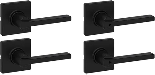 Miniatura 19 de Kwikset Casey - Manija de puerta de paso interior, palanca para puertas de armario y pasillo, manija reversible sin bloqueo, negro mate