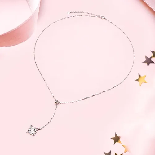 Miniatura 53 de FLYOW Collar con colgante de nudo celta de plata de ley 925 de buena suerte irlandés para mujer, regalo de cumpleaños y graduación