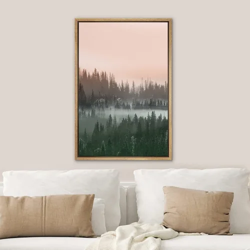 Miniatura 3 de SIGNWIN Lienzo Enmarcado Impresión de Arte de Pared Collage de Hojas de Bosque Verde Pastel Naturaleza Vida Silvestre Ilustraciones Arte Moderno