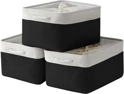 Miniatura 110 de TheWarmHome Contenedores de almacenamiento para estantes, tamaño mediano, 3 unidades, 13.8 pulgadas de largo x 9.8 pulgadas de ancho x 6.7 pulgadas
