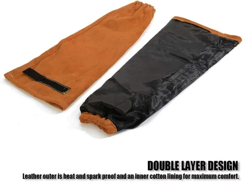 Miniatura 5 de Delantal de pierna dividida de cuero con mangas de soldadura, protección contra calor y llamas, ajustable de M a XXXL para hombres y mujeres, 24 x