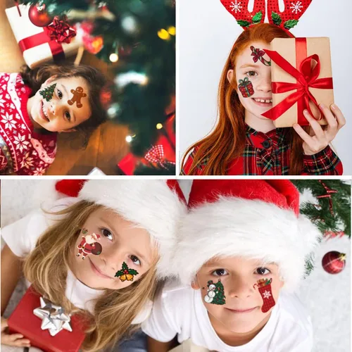 Miniatura 6 de CHARLENT 148 tatuajes temporales de Navidad para niños, tatuajes individuales de Navidad para niños, recuerdos de fiesta de Navidad, relleno