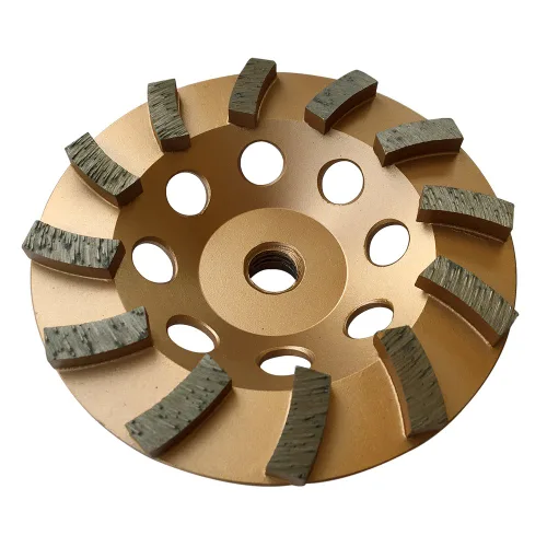 Miniatura 11 de Ruedas de molienda de diamante de 5 pulgadas para hormigón o mampostería, 18 segmentos turbo, grano #30/40, unión media, eje de 5/8"-11