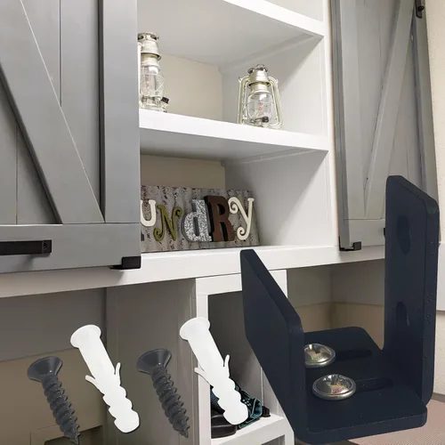 Miniatura 4 de Guía de suelo para puerta corrediza de granero, paquete de 2 – Perfil bajo ajustable montado en la pared inferior para puerta de granero en U