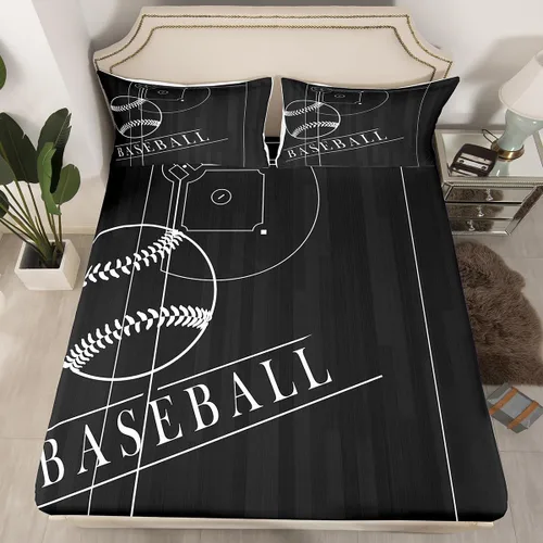 Miniatura 20 de Erosebridal Sábanas de baloncesto para niños y niños, sábana bajera deportiva tamaño individual, sábanas para canchas de baloncesto, ropa de cama
