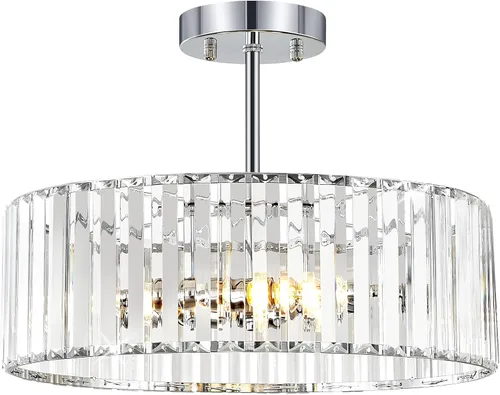 Miniatura 15 de YURNYQ Lámpara de Techo de Cristal, Moderna Lámpara de Techo Semi Empotrada, Luminarias de Techo Cromadas para Pasillo, Cocina, Entrada, Dormitorio