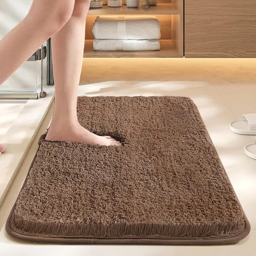 Miniatura 8 de Alfombra absorbente para baño, tapete de baño de color sólido, almohadilla antideslizante en la puerta del inodoro