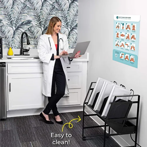 Miniatura 7 de Line Leader Estación de carga móvil para 16 dispositivos, carrito rodante de acero para laptops, tabletas y Chromebooks, diseño abierto