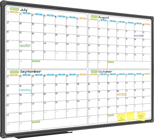 Miniatura 7 de JILoffice Calendario de Pizarra Blanca de Borrado en Seco - Calendario de Pizarra Blanca Magnética Mensual 24 X 18 Pulgadas, Marco de Aluminio Negro