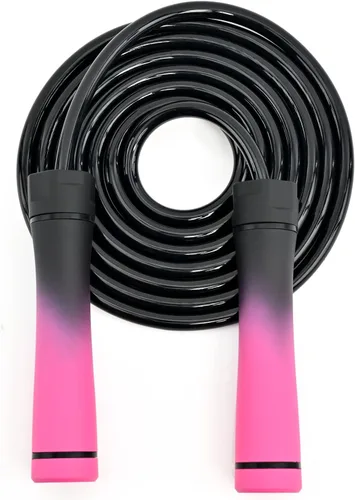 Weighted Jump Rope, 1LB Tangle-Free Ball Bearing Rapid Speed Skipping Rope for Men Women, Adjustable 9mm Cotton & PVC Rope with Alum Handle for