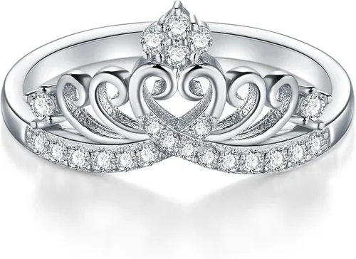 Miniatura 2 de BoRuo Anillo de corona de princesa con circonita cúbica para mujer, anillos de corona de alta calidad para mujer, anillo de circonita cúbica