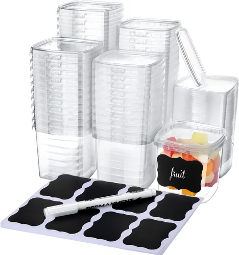 Miniatura 9 de Jinei 50 recipientes de plástico de 16 onzas con tapas, recipientes cuadrados transparentes para almacenamiento de alimentos, recipientes cuadrados
