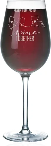 Miniatura 10 de Never Too Far To Wine Together - Copa de vino personalizable de 15 onzas sin tallo para regalos de amistad a larga distancia, regalos personalizados