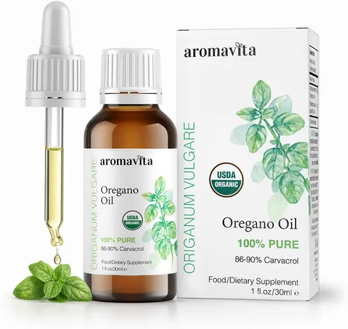 Aceite Esencial Orgánico de Orégano - 100% Puro Aceite de Orégano Griego No Diluido con Carvacrol - Más del 86%, No GMO, Gotas Líquidas Orgánicas de