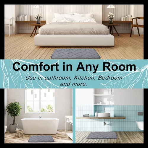 Miniatura 9 de OLANLY Alfombra de baño de espuma viscoelástica de 24 x 16 pulgadas, ultra suave y absorbente, antideslizante, cómoda, lavable a máquina, para suelo