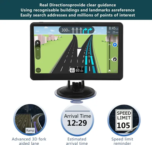 Miniatura 3 de Navegación GPS con pantalla táctil de 7 pulgadas para automóvil, camión y RV con mapas 2025 - Alertas de advertencia de velocidad y luz roja